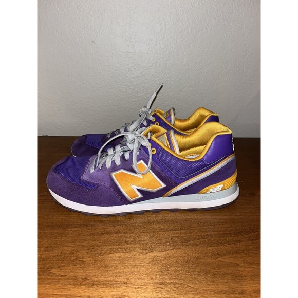 New Balance 574 Stadium Jacket Running Shoes Mens 9.5 Womens 11 LSU LA Lakers - Picture 3 of 9